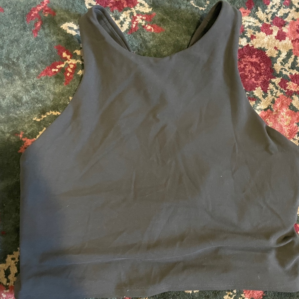 dark green/grey cropped sports top